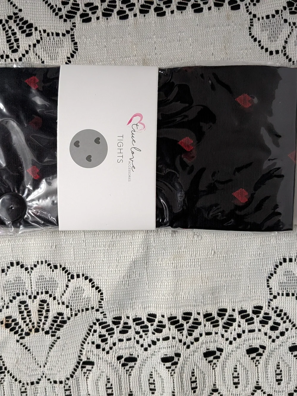Black Tights with Red Heart Accent